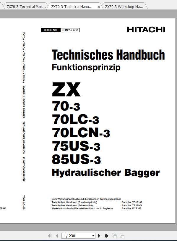 Hitachi Mini Excavator Zaxis ZX70 3 Shop Manual 1