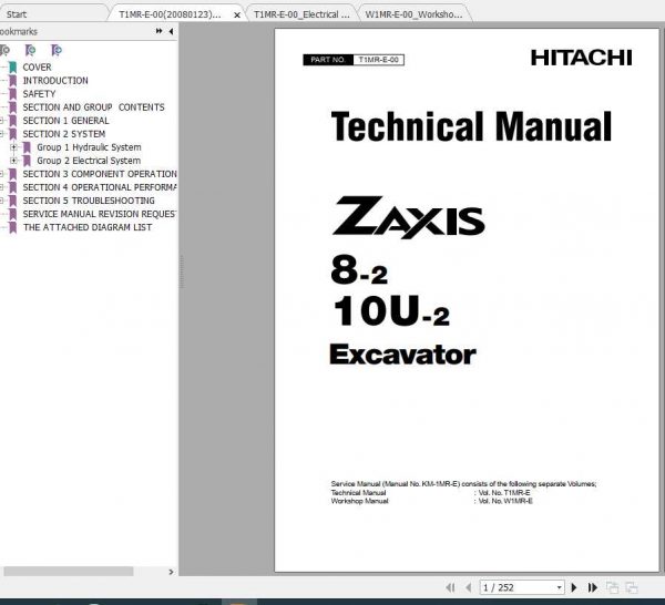 Hitachi Mini Excavator Zaxis ZX8 2 ZX10U 2 Shop Manual 1