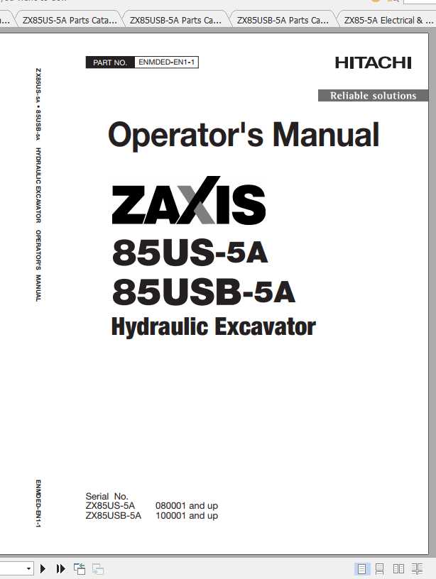 Hitachi Mini Excavator Zaxis ZX85 5A Shop Manual 1