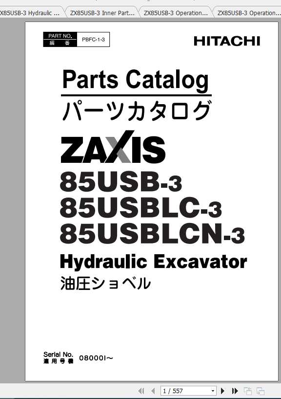 Hitachi Mini Excavator Zaxis ZX85USB 3 Shop Manual 2