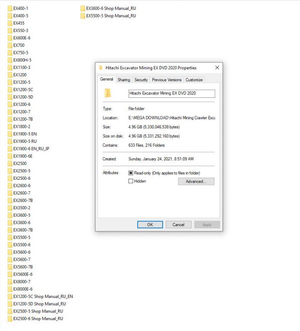 Hitachi Mining Crawler Excavator 4.96GB PDF Updated 2020 Workshop Manual Circuit Diagram DVD 1