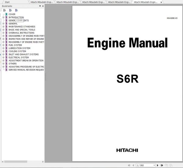 Hitachi Mitsubishi Diesel Engines S6R and S12A2 Shop Manuals 1