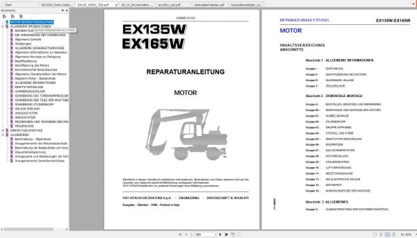 Hitachi Wheeled Excavator EX135W 137WM 137WT Shop Manual 1