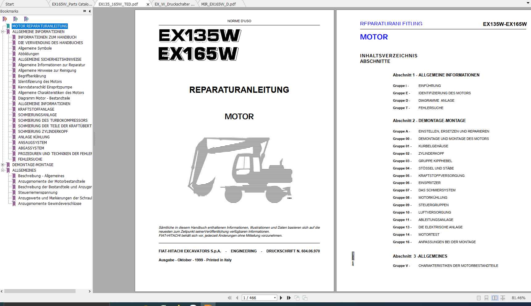 Hitachi Wheeled Excavator EX165W 157WM 157WT Shop Manual 1