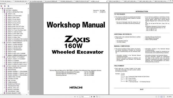 Hitachi Wheeled Excavator ZX160W Shop Manuals 2