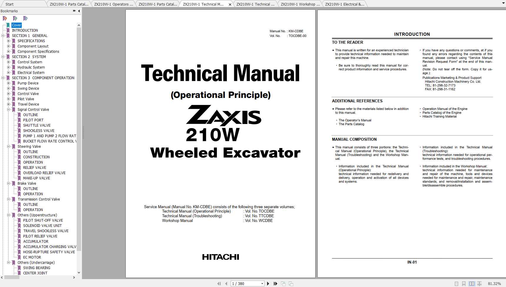 Hitachi Wheeled Excavator ZX210W 1 Shop Manuals 1