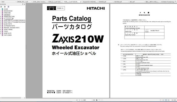 Hitachi Wheeled Excavator ZX210W Shop Manuals 2 1