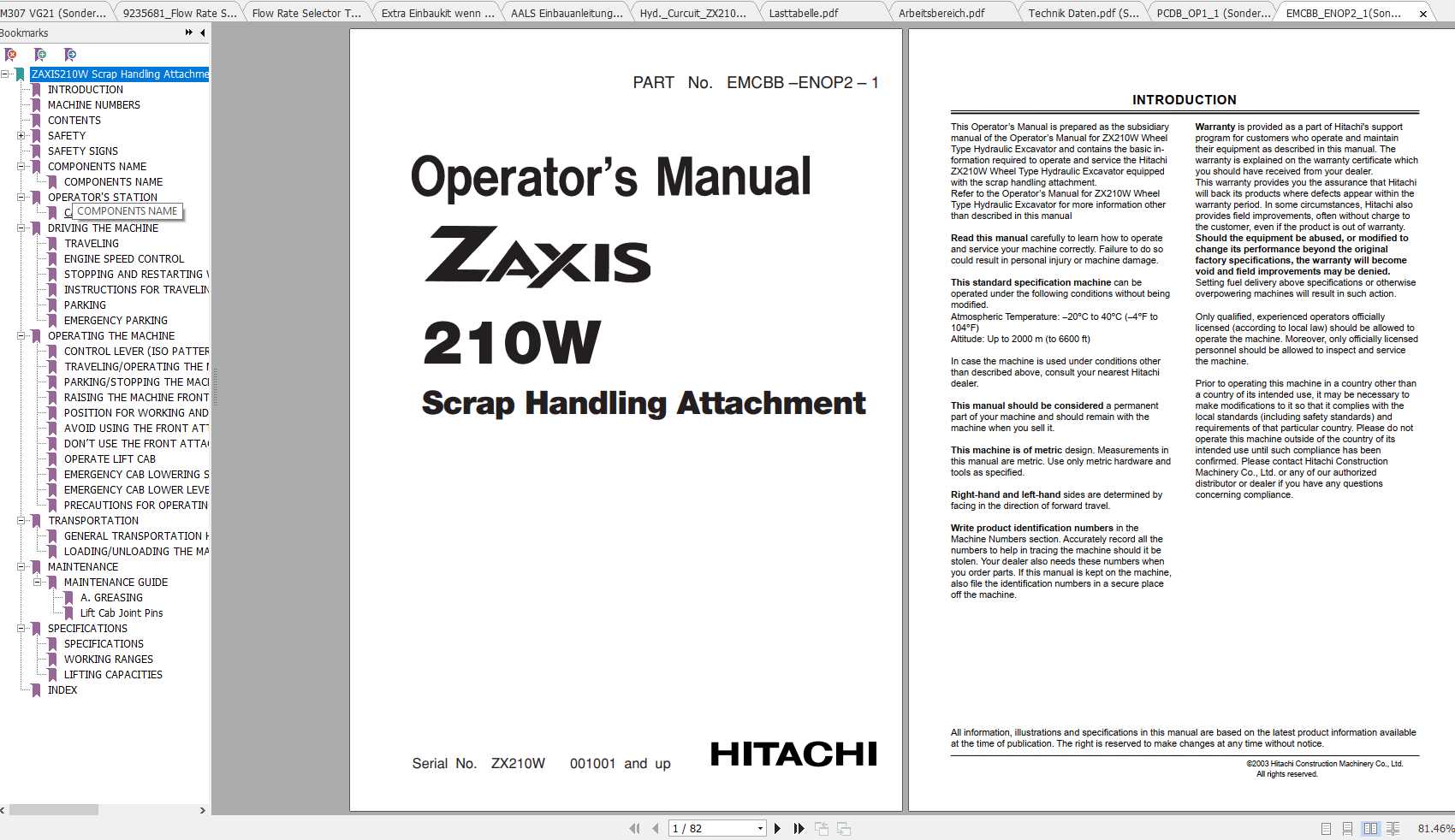 Hitachi Wheeled Excavator ZX210W Shop Manuals 3 1
