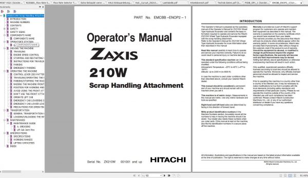 Hitachi Wheeled Excavator ZX210W Shop Manuals 3