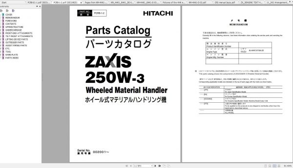 Hitachi Wheeled Excavator ZX250W 3 Shop Manuals 1