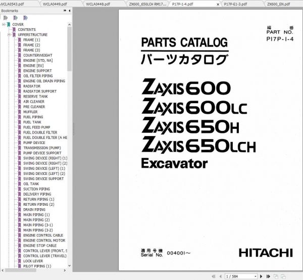 Hitachi Zaxis Excavator 600 650 Series Shop Manuals 1