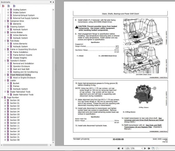 John Deere Loader 524K 4WD Engine 6068HDW74 T3 Repair Technical Manual TM10687 3