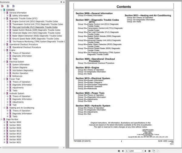 John Deere Loader 524K 4WD Engine 6068HDW74 T3 Technical Manual TM10686 2