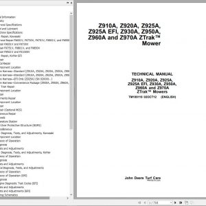 John Deere Mowers Z910A Z970A Technical Manual TM109119 1