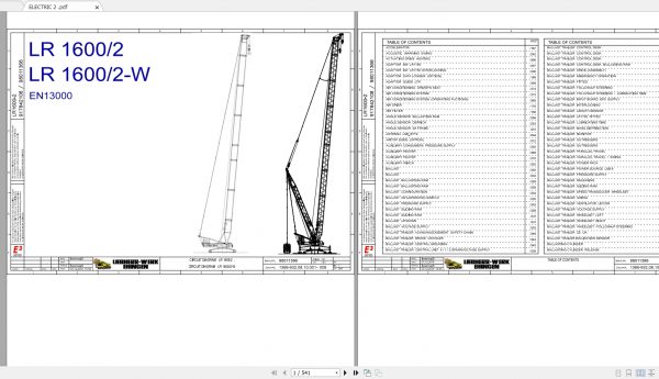 Liebherr Crawler Crane LR1600 600 Ton Electrical Hydraulic Diagram 1
