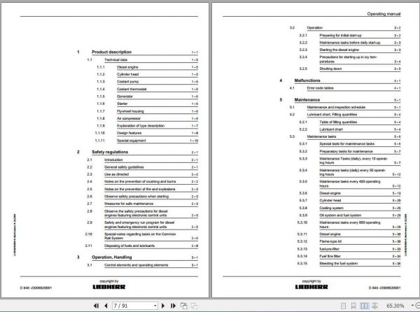 Liebherr Diesel Engine D846 A7 Operating Manual 9739303 02EN 2