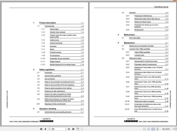 Liebherr Diesel Engine D934 D936 D946 Operating Manual 2