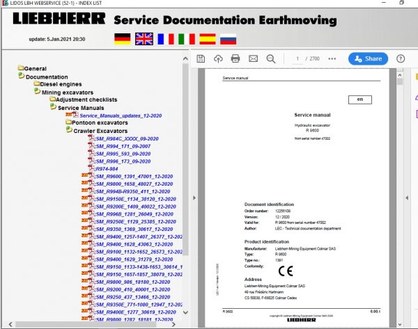 Liebherr Lidos COTLBHLFRLHBLWELWT Online EPC Service Document Updated 01.2021 15