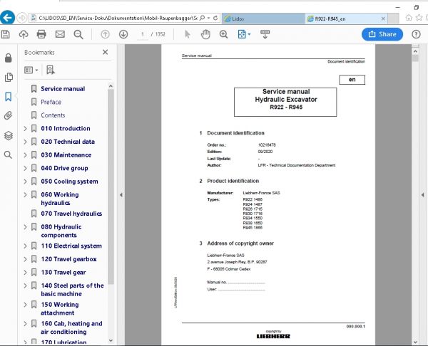 Liebherr Lidos EPC Parts and Service Documentation Offline 01.202112