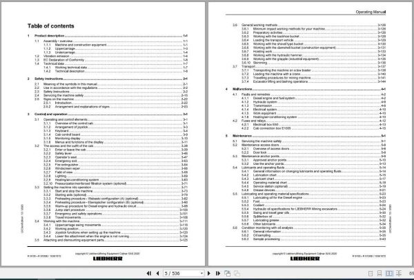 Liebherr Mining Crawler Excavators R9100 Operating Manual 2