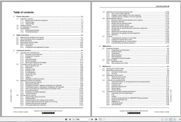 Liebherr Mining Crawler Excavators R9150 1133 1438 1653 Operating Manuals 2