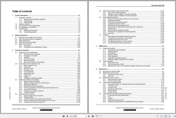 Liebherr Mining Crawler Excavators R9150 1657 1857 Operating Manuals 2 1