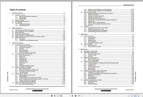 Liebherr Mining Crawler Excavators R9150E 1134 Operating Manuals 2