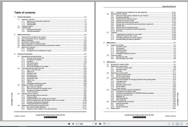 Liebherr Mining Crawler Excavators R9150E US 1134 Operating Manuals 2
