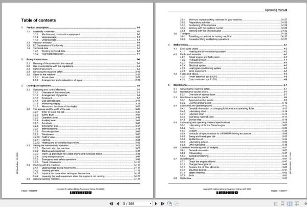 Liebherr Mining Crawler Excavators R9200 410 Operating Manuals 2