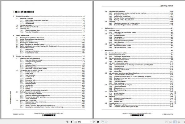 Liebherr Mining Crawler Excavators R9200E 1409 Operating Manuals 2