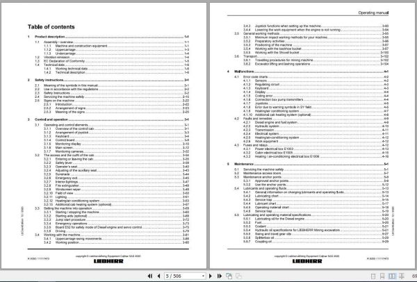 Liebherr Mining Crawler Excavators R9350 1369 Operating Manuals 2
