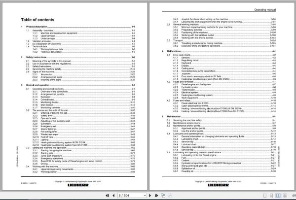 Liebherr Mining Crawler Excavators R9350 411 Operating Manuals 2