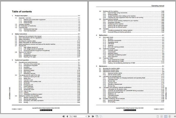Liebherr Mining Crawler Excavators R9350E 771 Operating Manuals 2