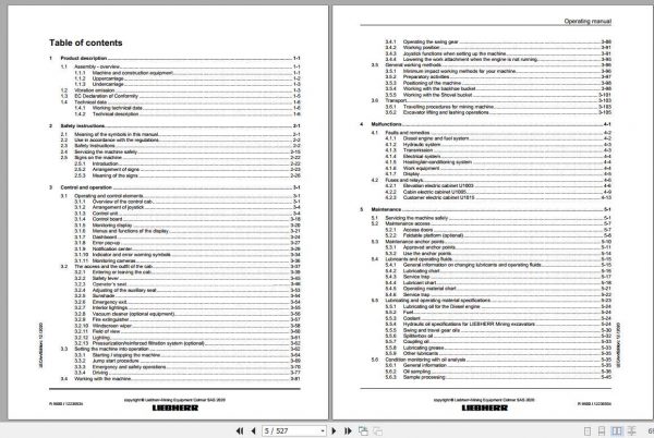 Liebherr Mining Crawler Excavators R9600 1391 Operating Manuals 2