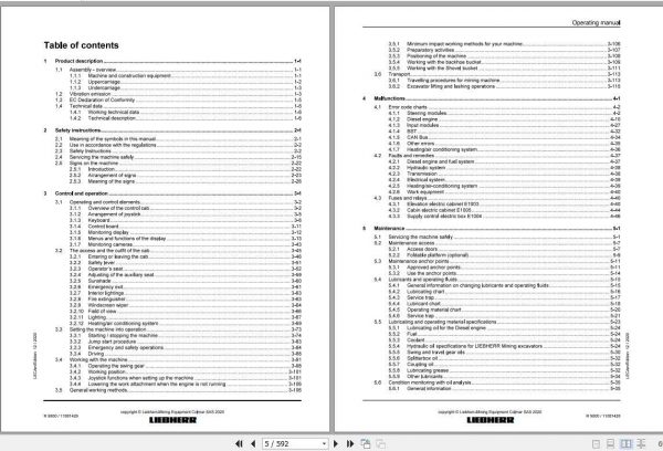 Liebherr Mining Crawler Excavators R9800 1282 Operating Manuals 2