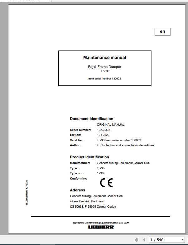 Liebherr Mining Truck T236 Maintenance Manual 1 1