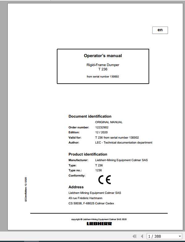Liebherr Mining Truck T236 Operators Manual 1