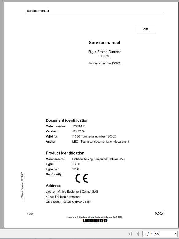 Liebherr Mining Truck T236 Service Manual 1