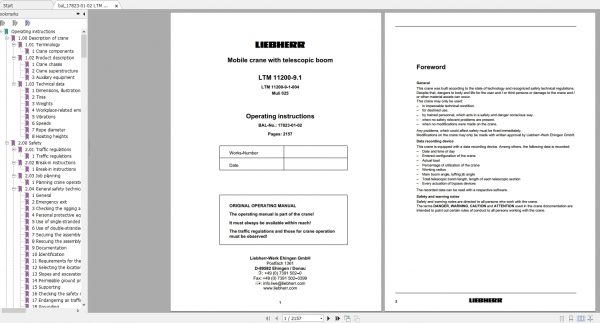 Liebherr Mobile Crane LTM 11200 9.1 v205 Shop Manual EN 073416 2