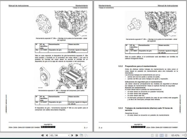 Liebherr Motor Diesel D934 D936 D946 Instruction Manual DE 3