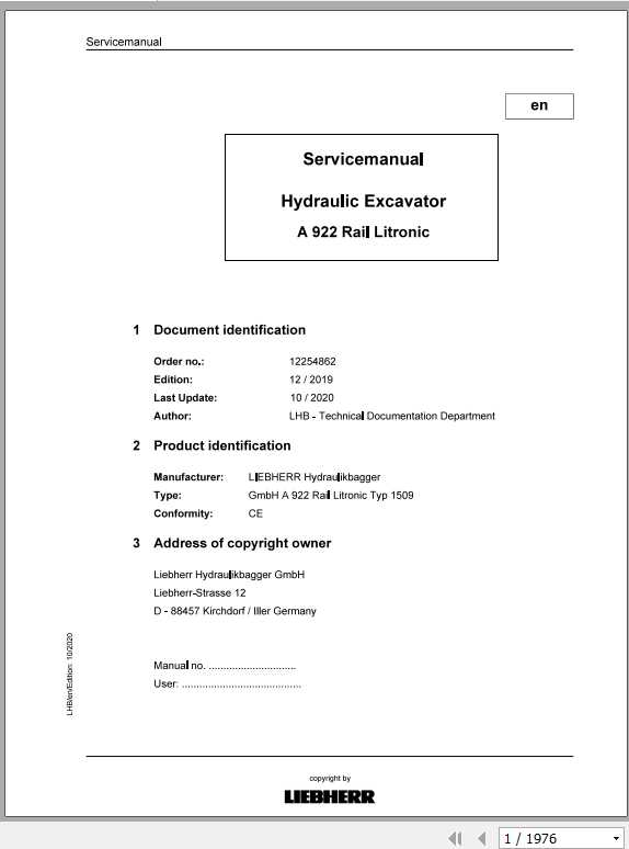 Liebherr Wheeled and Crawler Excavators A 922 Rail Litronic Service Manual 3
