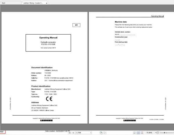 Liebherr Mining Excavator Updated 102020 Operating Manual PDF 4