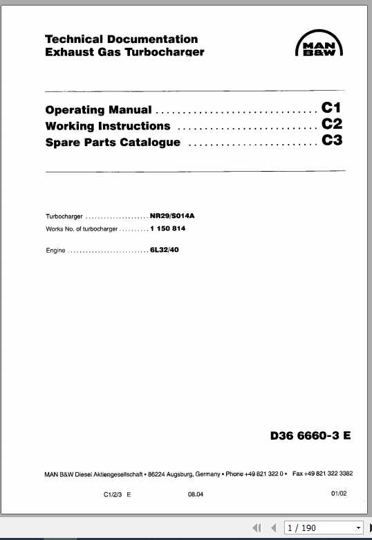 MAN BW Diesel Engine Exhaust Gas Turbocharger Technical Documentation 1