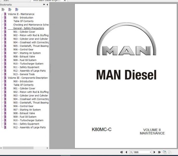MAN BW Diesel Engine K 80 MC C Maintenance Manual 1