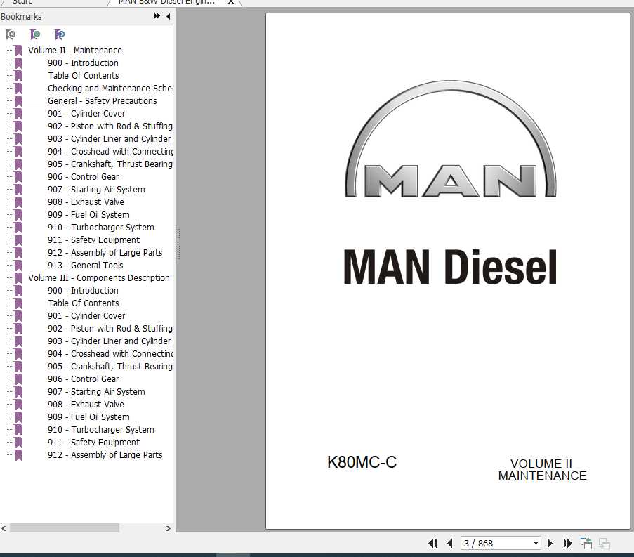 MAN BW Diesel Engine K 80 MC C Maintenance Manual 1