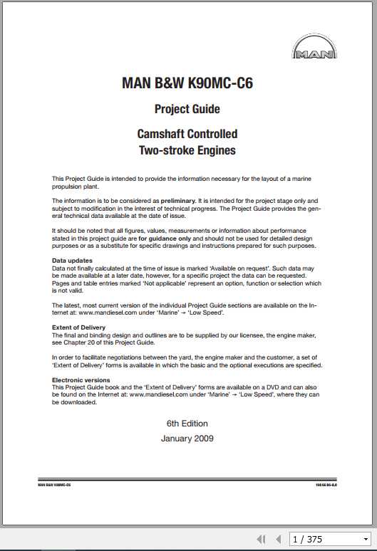 MAN BW Diesel Engine K90MC C6 Project Guide Manual 1