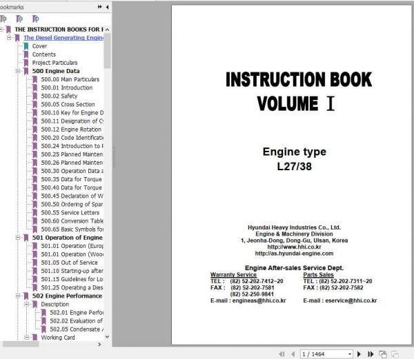 MAN BW Diesel Engine L27 L38 Instruction Book 1