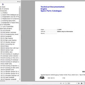 MAN BW Diesel Engine L32 L40 Spare Parts Catalogue 1