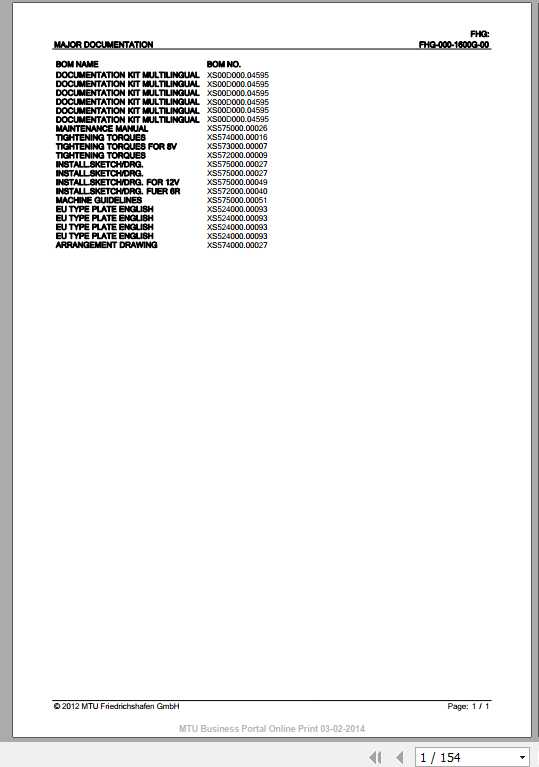 MTU Diesel Engine 10V1600 Operating Instructions 1