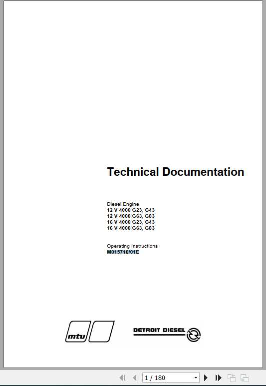MTU Diesel Engine 12 V 16 V V 4000 G23 G83 Technical Manual 1